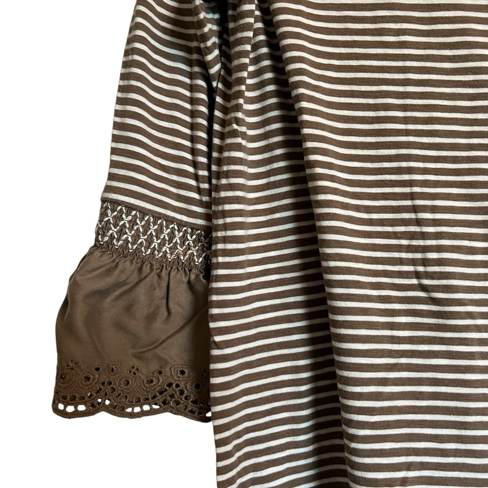 J.Jill Wearever Striped Bell Sleeve Tunic Top Womens S Boho Cottagecore Artisan - Picture 7 of 11